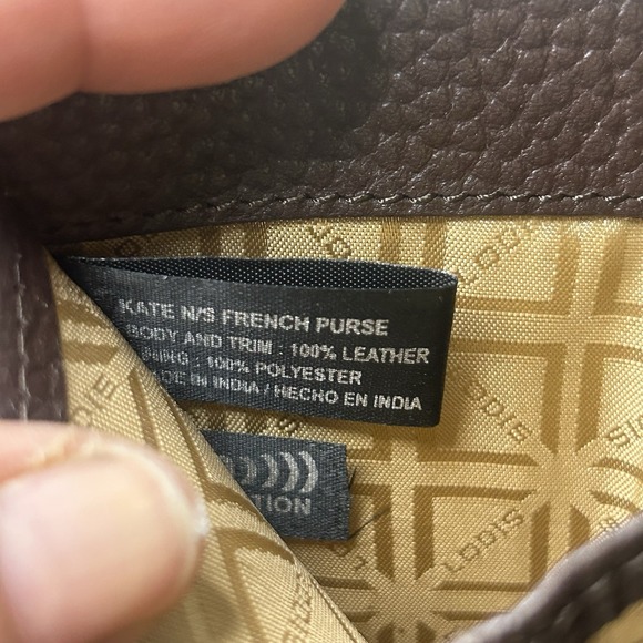 LODIS Kate North South French Purse Coin Purse Card Wallet Brown Leather - Picture 6 of 16